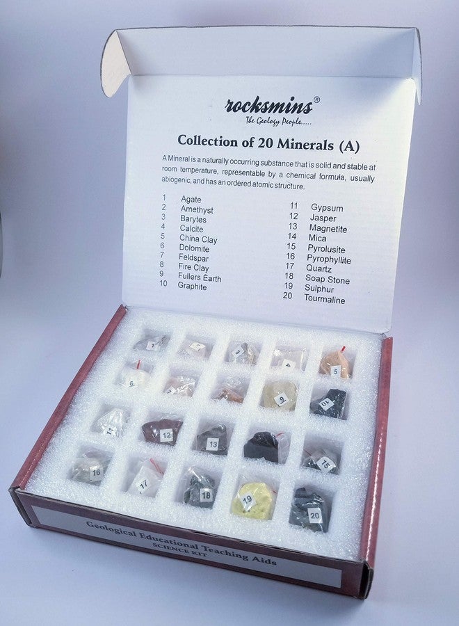 rocksmins Mi20Pt Minerals Collection Set of 20 for Students: Educational Kit - Earth Science - School Students - Unisex - 8-10 Years - Image 2